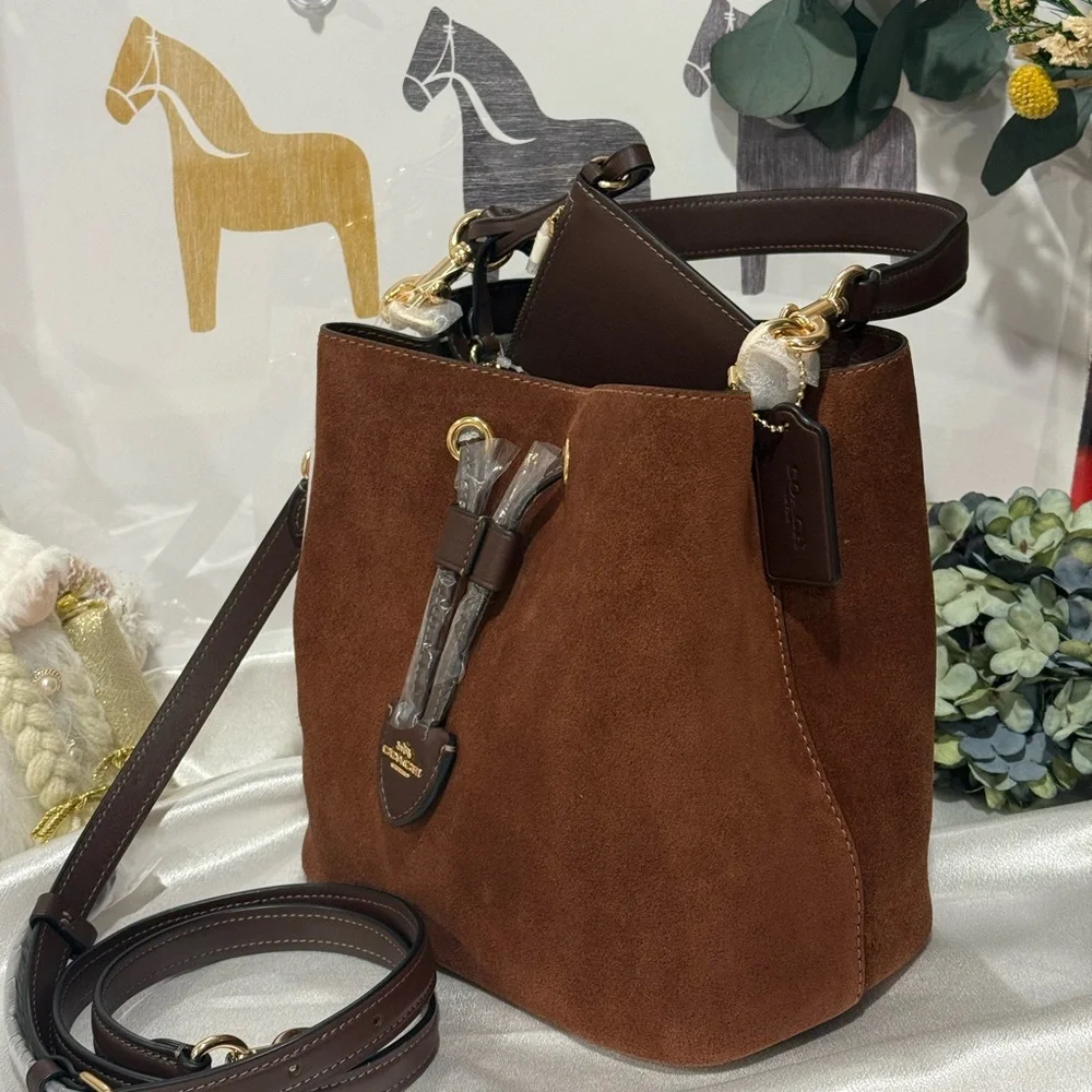 Coach Rowan Bucket Bag  suede/Im/Vintage Brown CCC78 - Picture 4 of 11